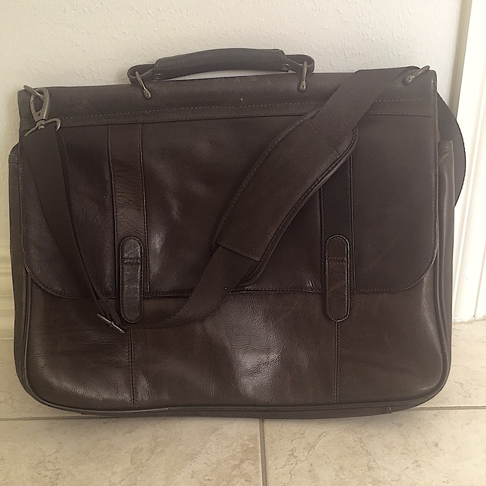 Brown laptop and office leather bag